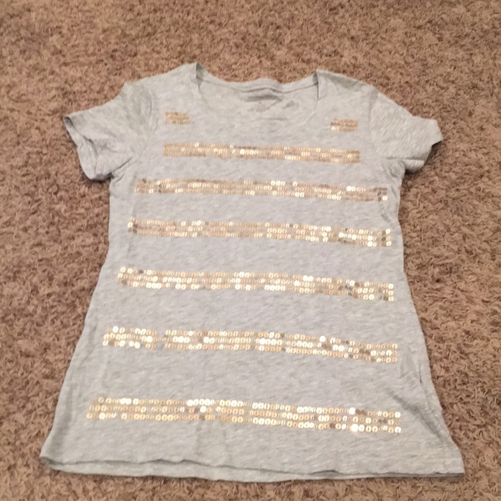 Banana Republic gray shirt with gold sequins